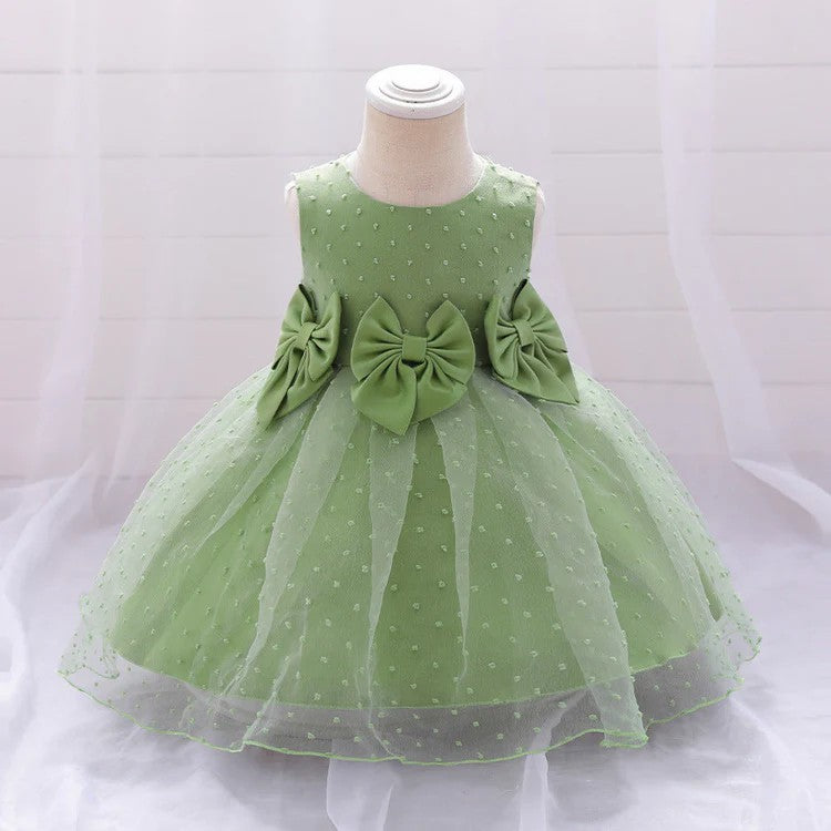 TinyTulle Elegant Ball Gown Sleeveless Scoop Neck Flower Girl Dress with Bow Knot