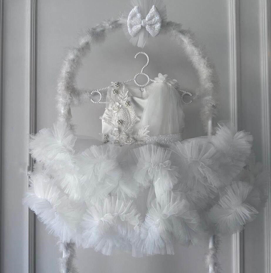 TinyTulle Sleeveless Layered Ruffle Tulle Flower Girl Ball Gown