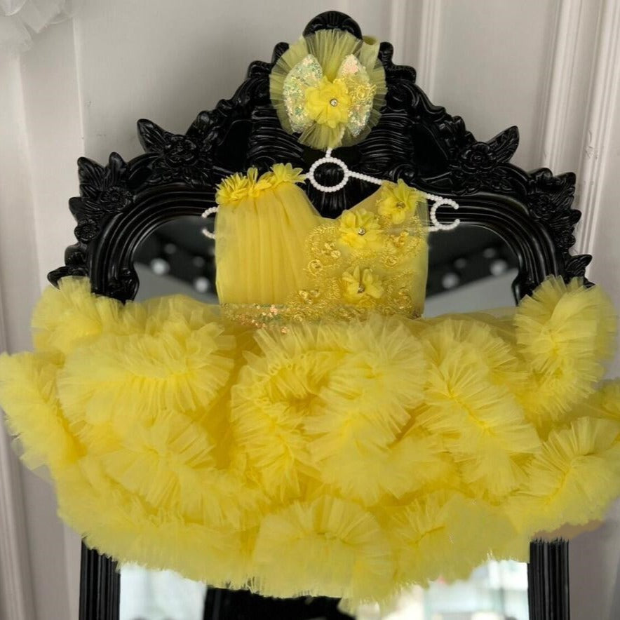 TinyTulle Sleeveless Layered Ruffle Tulle Flower Girl Ball Gown