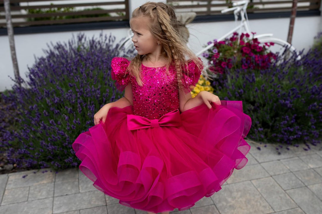 TinyTulle Turquoise Sequin Tulle Baby Girls Dress 1st Birthday Party &amp; Pageant Gown