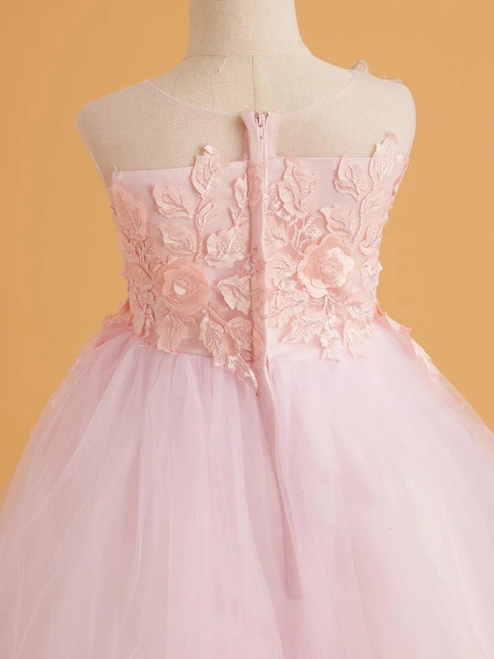TinyTulle Dreamy Light Pink Tulle Ball Gown with 3D Butterfly Appliques