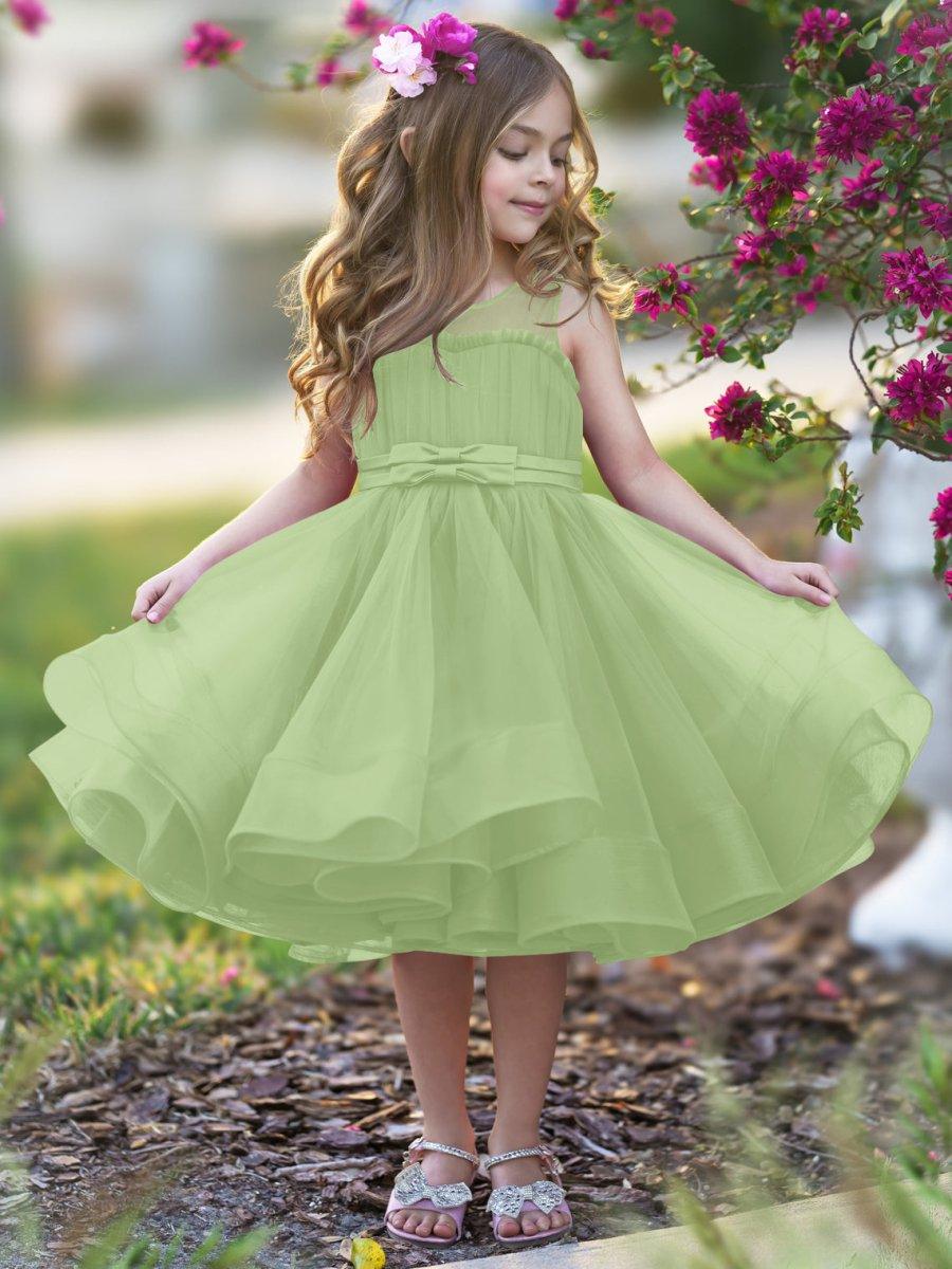 TinyTulle Elegant Magenta Tulle Flower Girl Dress with Bow Waist and Flowy Hem