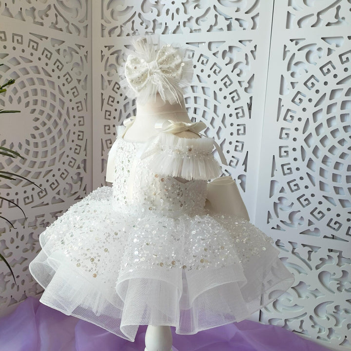 TinyTulle Blue Sequin Flower Girl Dress Sparkly Tulle Princess Party Dress
