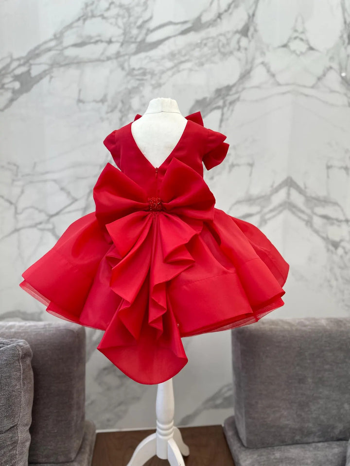 TinyTulle White Satin Tulle Tutu First Birthday Dress with Bow for Toddler Girls