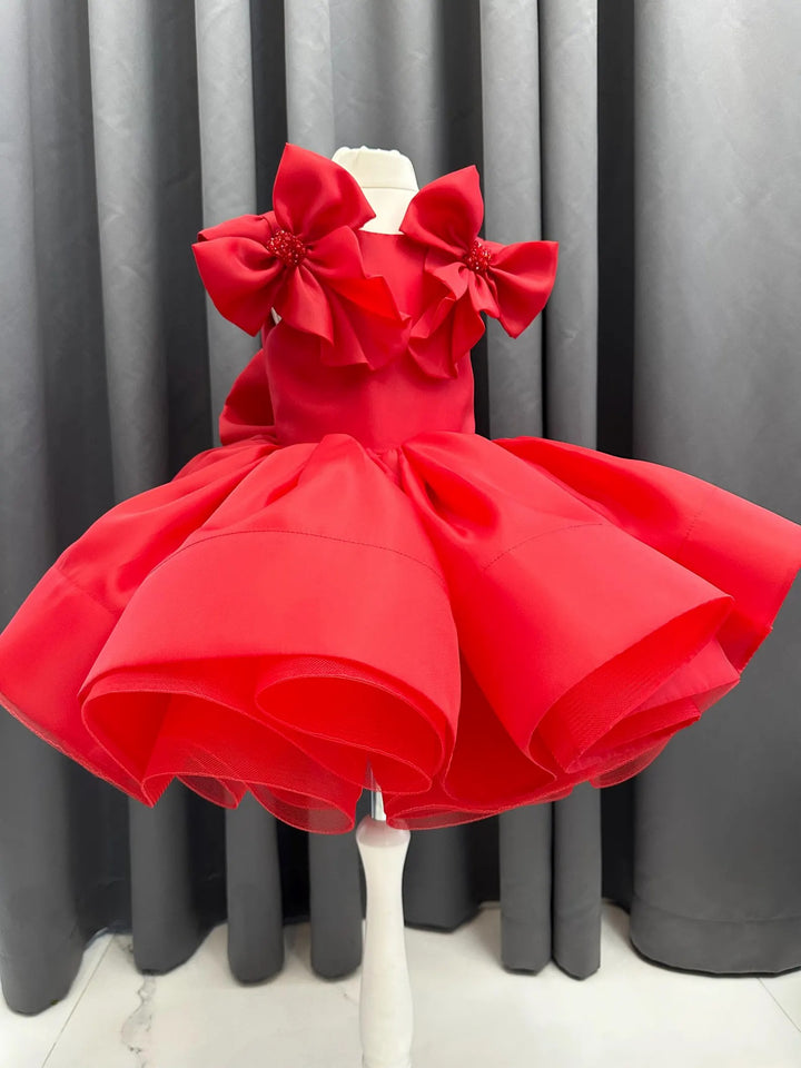 TinyTulle White Satin Tulle Tutu First Birthday Dress with Bow for Toddler Girls