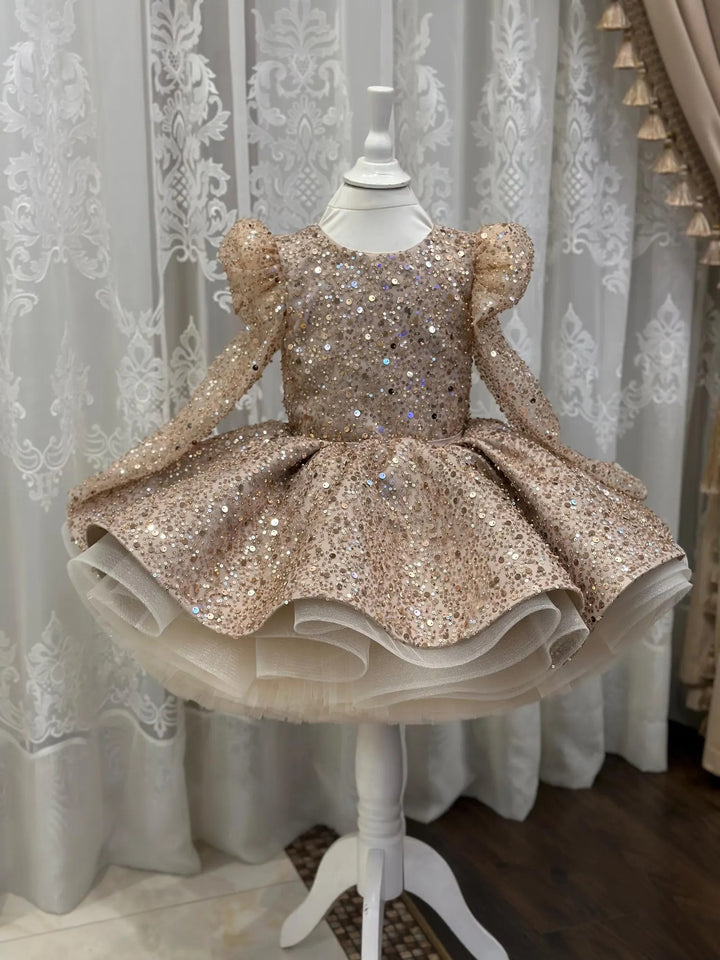 TinyTulle Sparkling Purple Sequin Flower Girl Dress for Pageant &amp; First Birthday