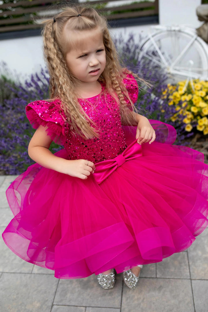 TinyTulle Turquoise Sequin Tulle Baby Girls Dress 1st Birthday Party &amp; Pageant Gown