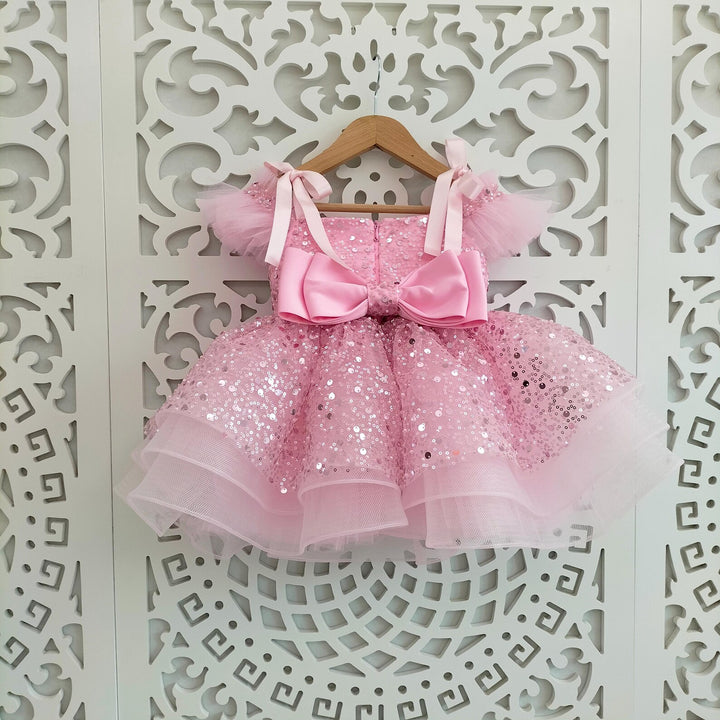 TinyTulle Blue Sequin Flower Girl Dress Sparkly Tulle Princess Party Dress