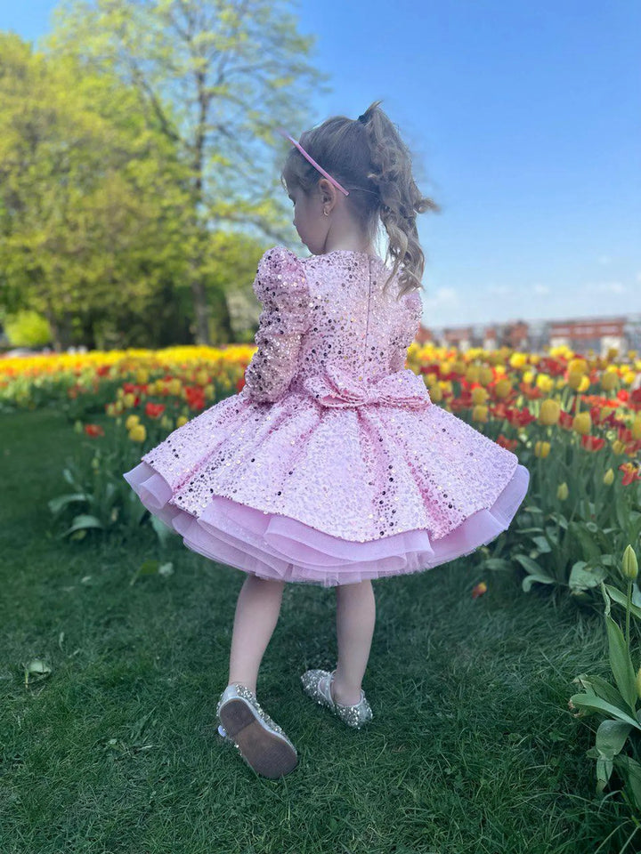 TinyTulle Sparkling Purple Sequin Flower Girl Dress for Pageant &amp; First Birthday