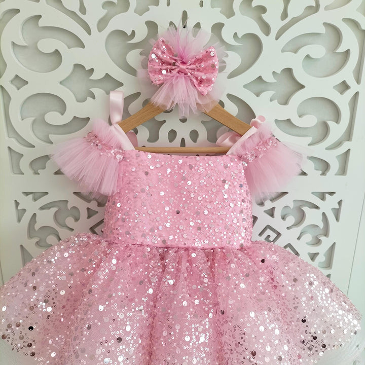 TinyTulle Blue Sequin Flower Girl Dress Sparkly Tulle Princess Party Dress