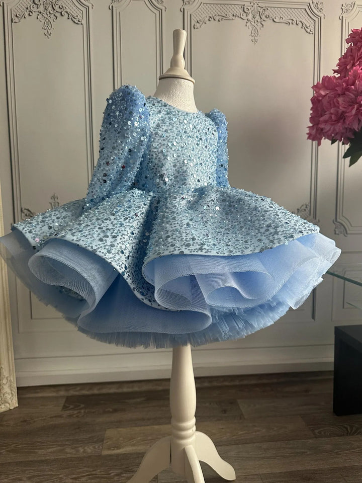 TinyTulle Sparkling Purple Sequin Flower Girl Dress for Pageant &amp; First Birthday