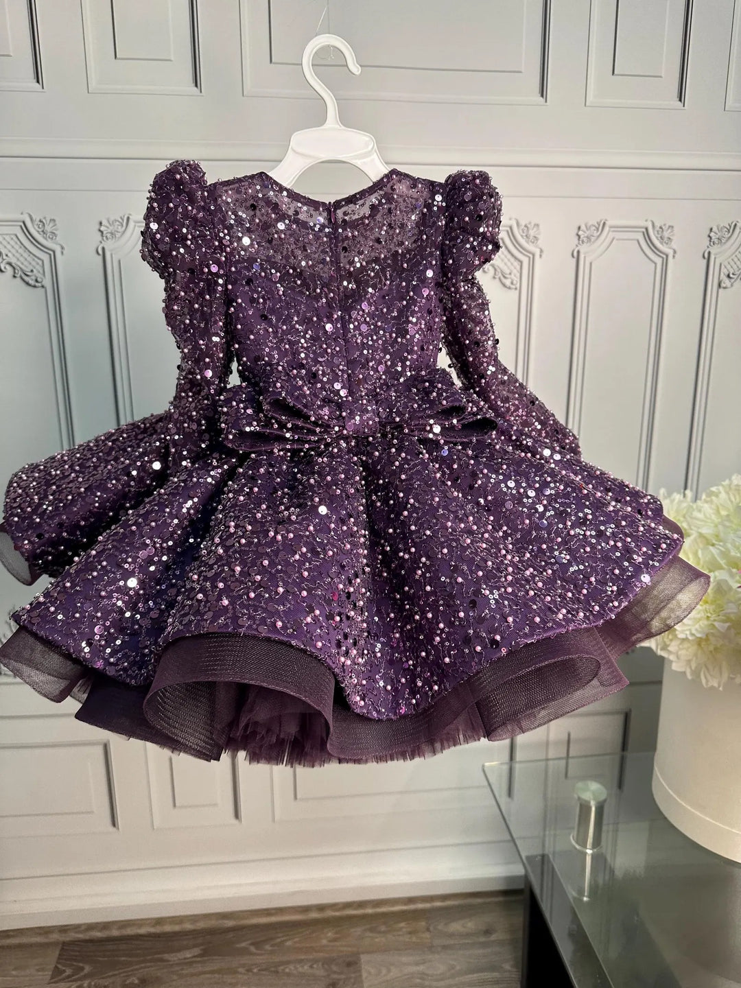 TinyTulle Sparkling Purple Sequin Flower Girl Dress for Pageant &amp; First Birthday