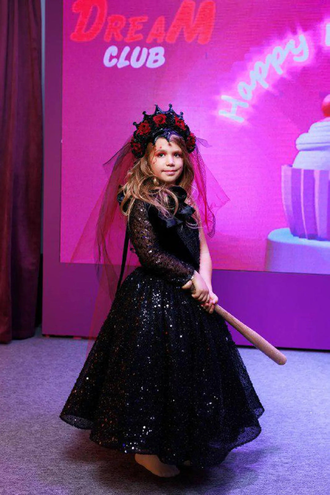 TinyTulle Dusty Rose Sequin Tulle Flower Girl Dress with Bow for Wedding &amp; Pageant