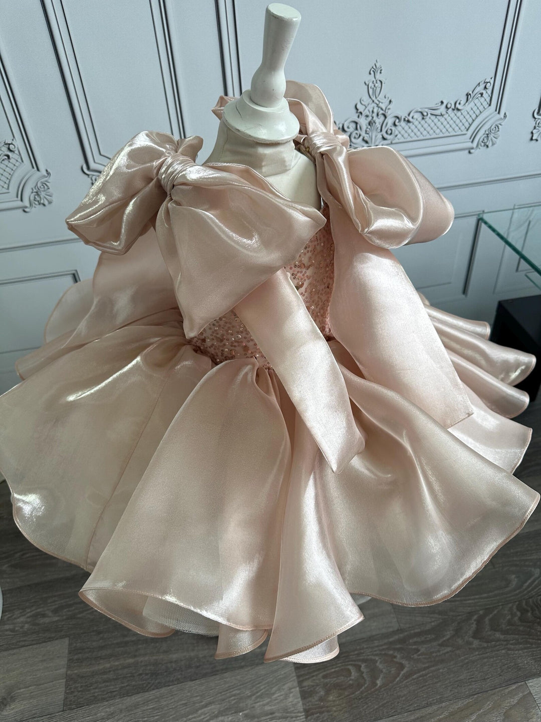 TinyTulle Lilac Sequin Organza Tutu Birthday Dress with Bows for Baby Girls