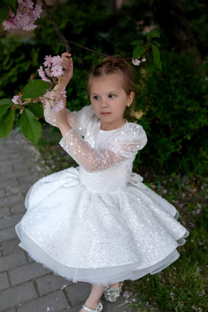 TinyTulle Sparkling Purple Sequin Flower Girl Dress for Pageant &amp; First Birthday