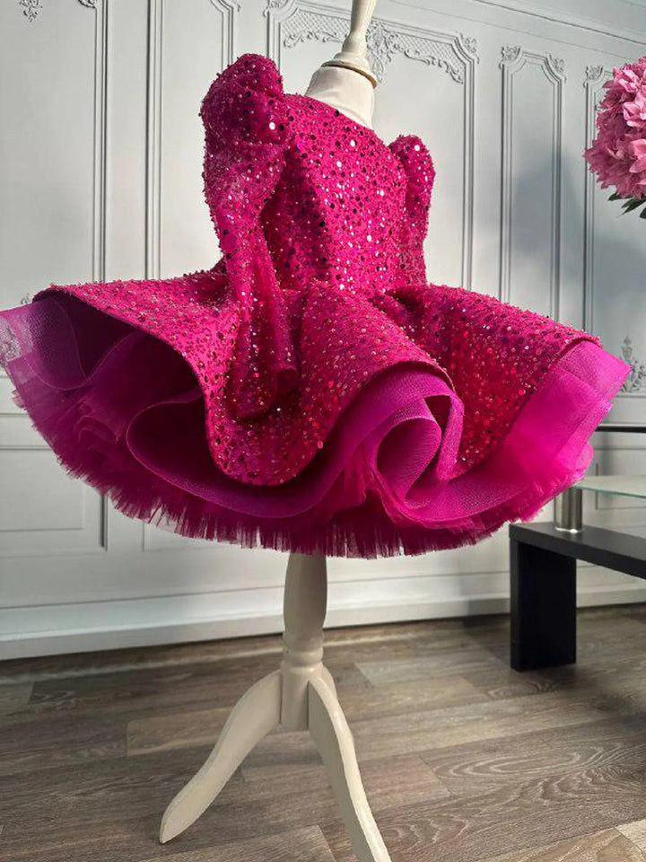 TinyTulle Sparkling Purple Sequin Flower Girl Dress for Pageant &amp; First Birthday