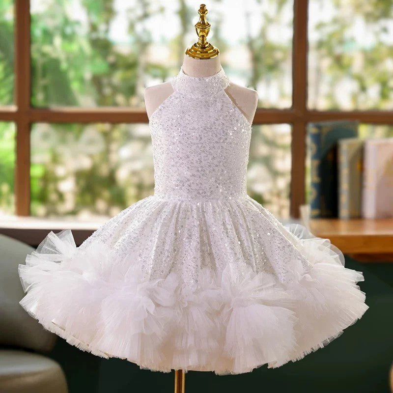 TinyTulle Sparkling Black Sequin Sleeveless Flower Girl Dress