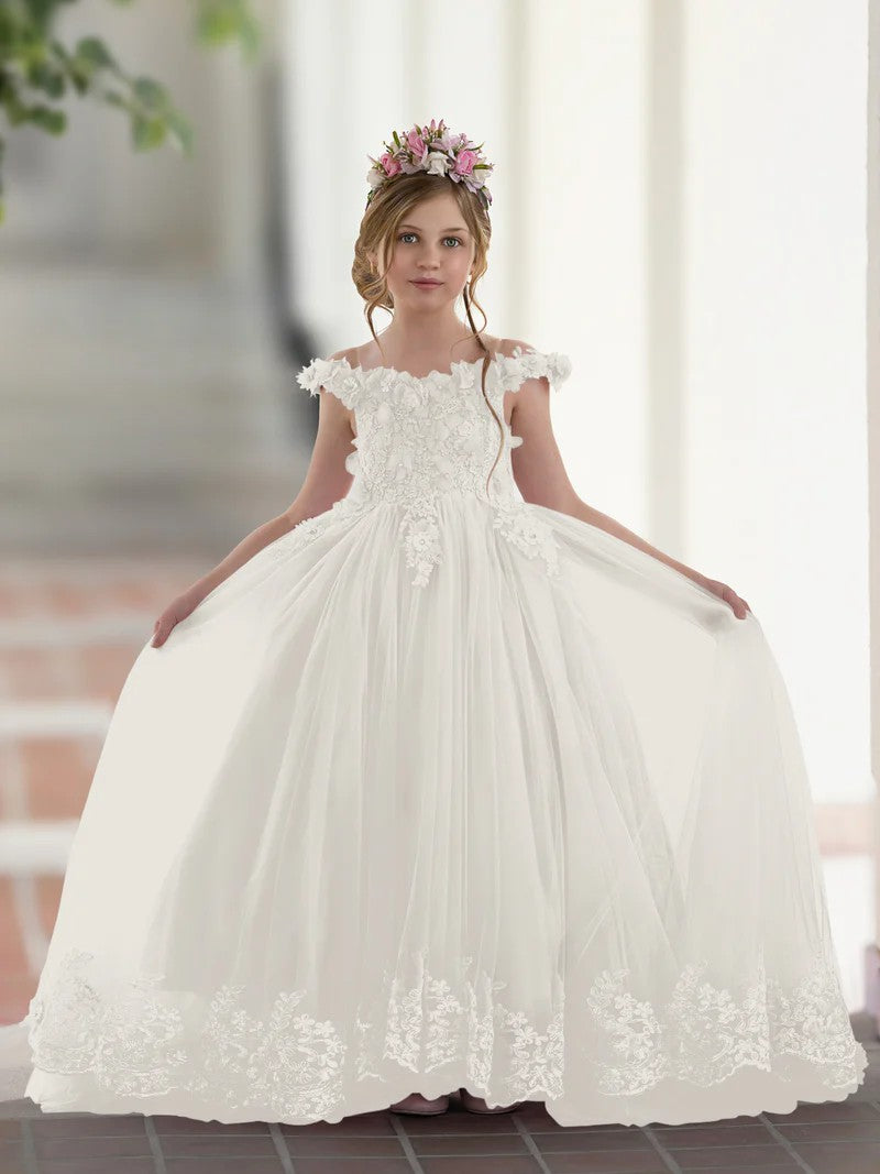 TinyTulle Romantic Pink Sweetheart Tulle Princess Dress with Floral Lace Appliqués