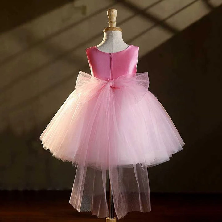 TinyTulle Dreamy Pink Sleeveless Satin and Tulle Princess Flower Girl Dress