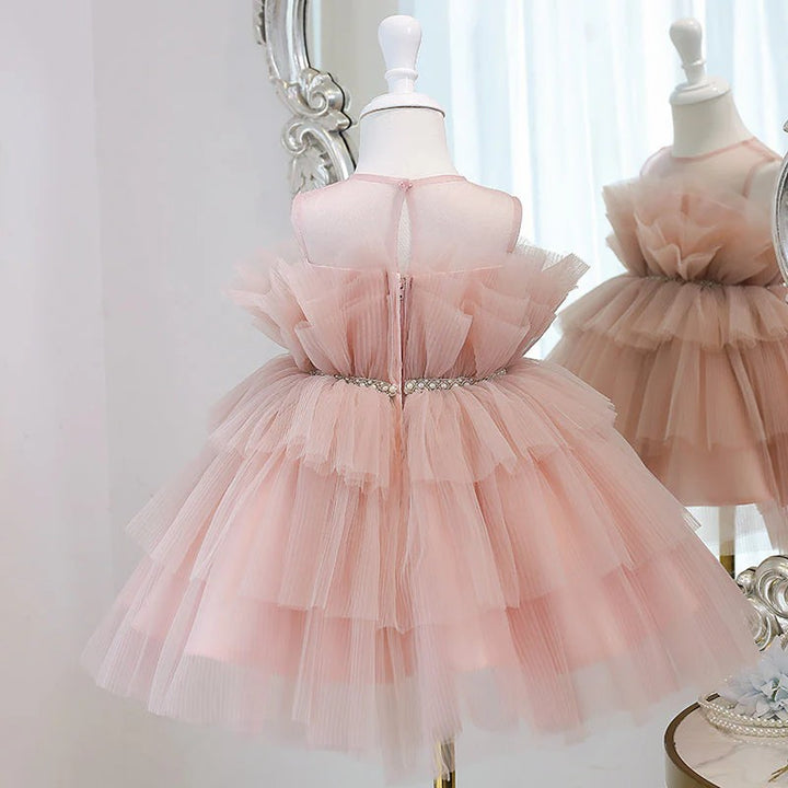 TinyTulle Blush Pink Sleeveless Layered Tulle Princess Flower Girl Dresses